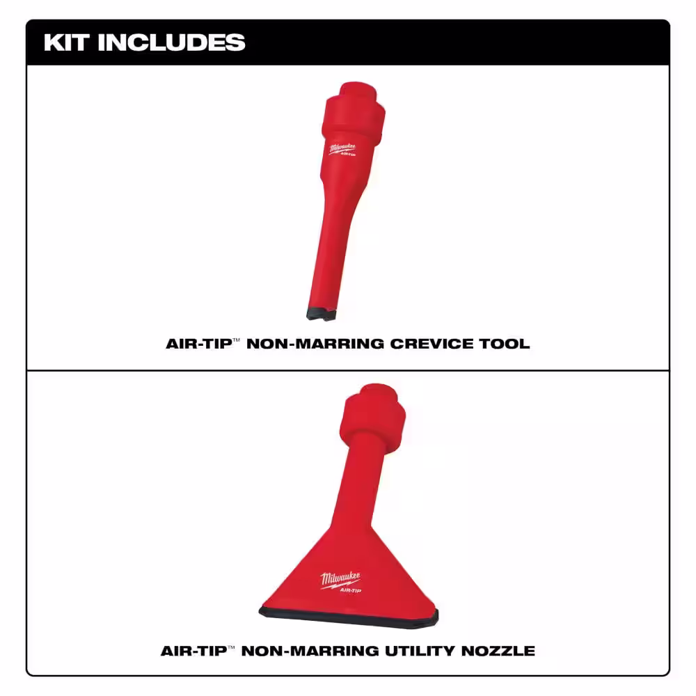 Milwaukee AIR-TIP 1-1/4 in. to 2-1/2 in. Non-Marring Crevice Tool, Utility Nozzle and Brush Kit For Wet/Dry Shop Vacuums (3-Piece)