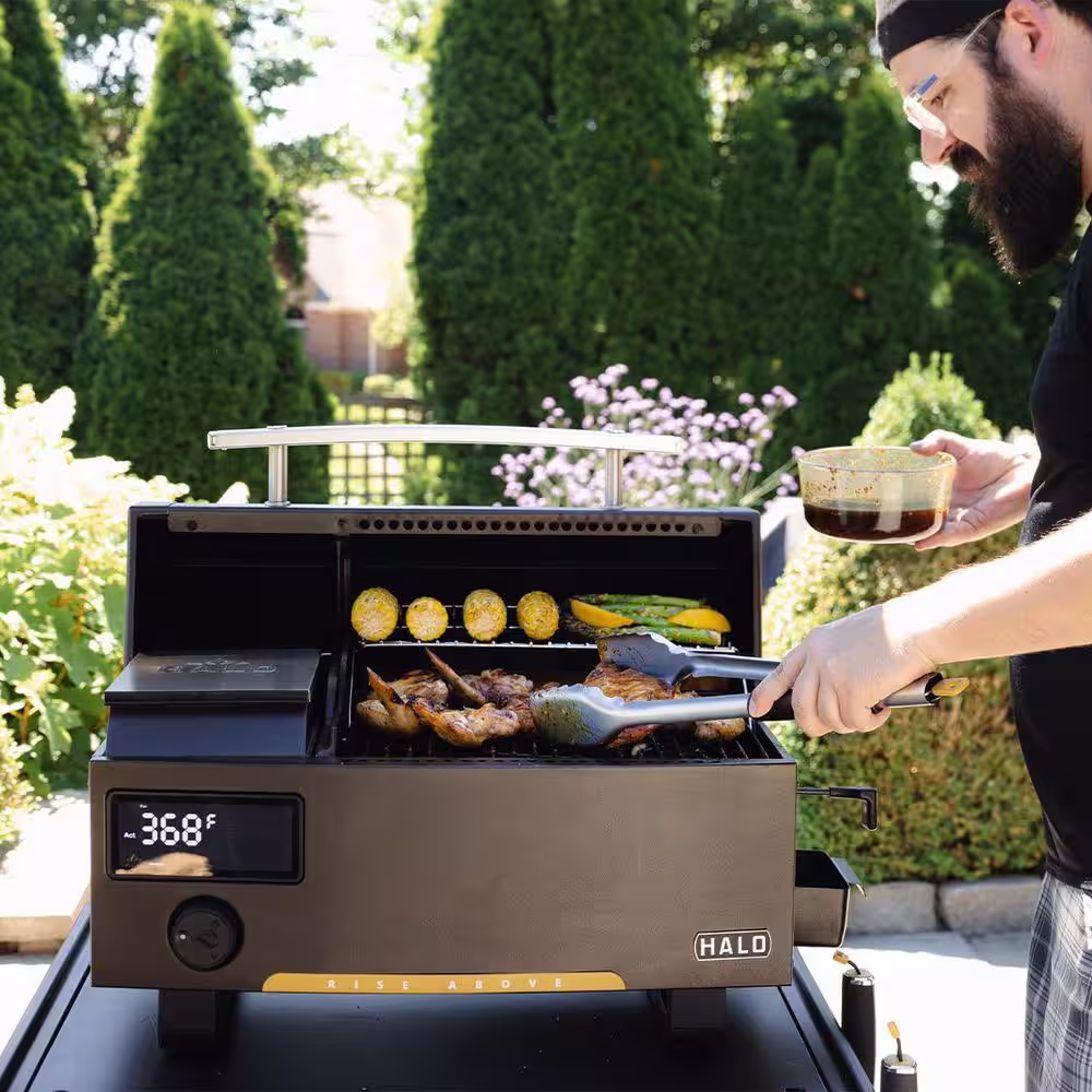 HALO Prime300 Portable Countertop Pellet Grill in Black