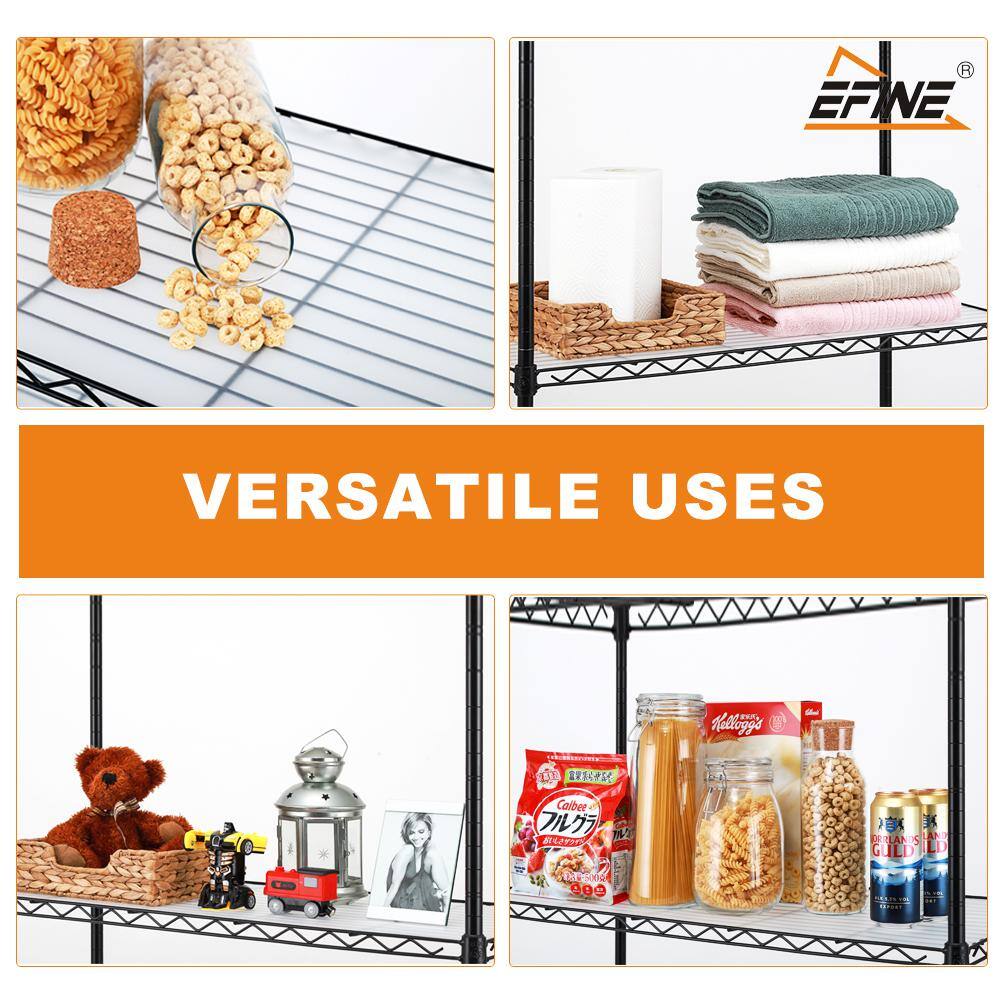 EFINE Black 5-Tier Carbon Steel Wire Garage Storage Shelving Unit NSF Certified (2-Pack) (30 in. W x 60 in. H x 14 in. D)