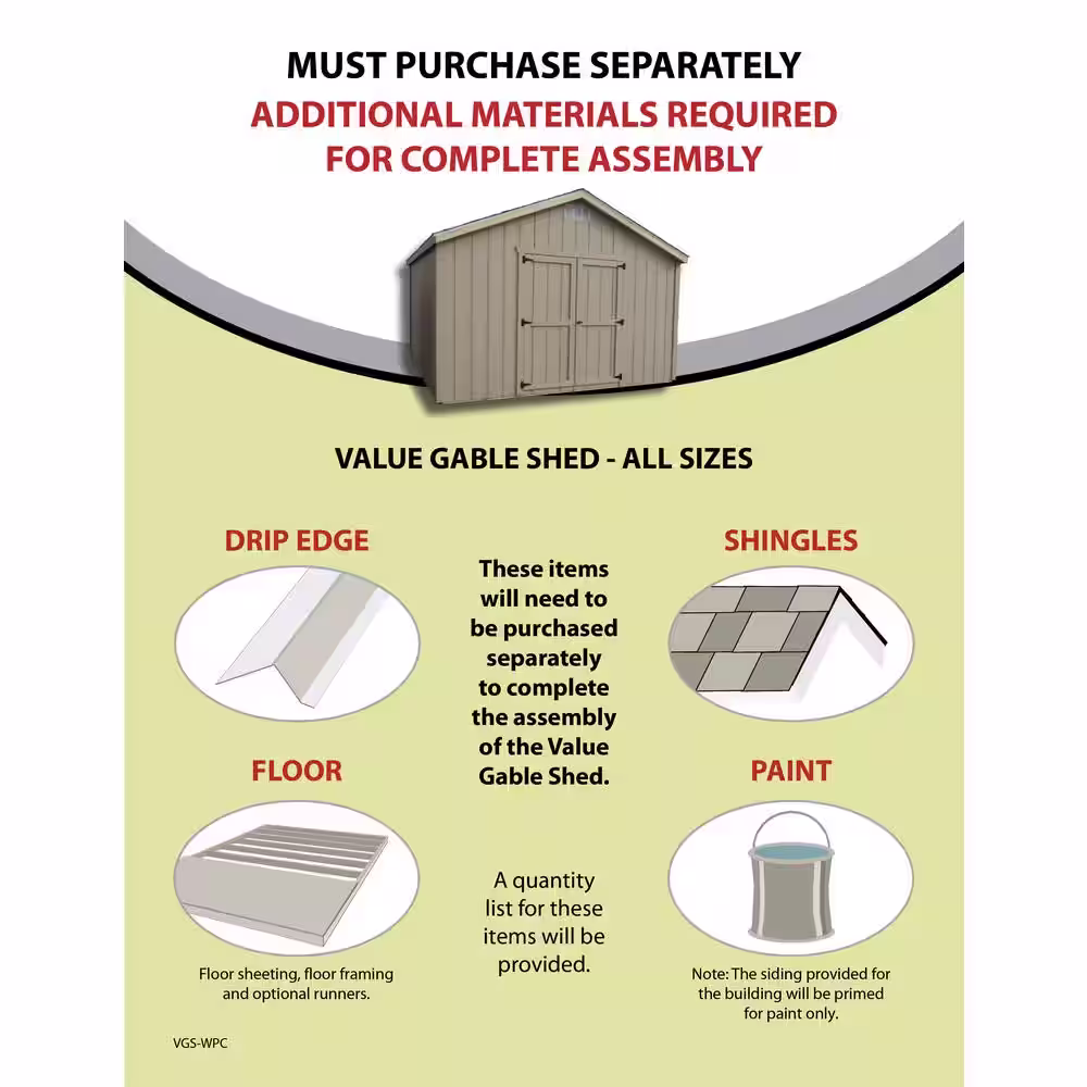 LITTLE COTTAGE CO. Value Gable 8 ft. x 10 ft. Wood Shed Precut Kit