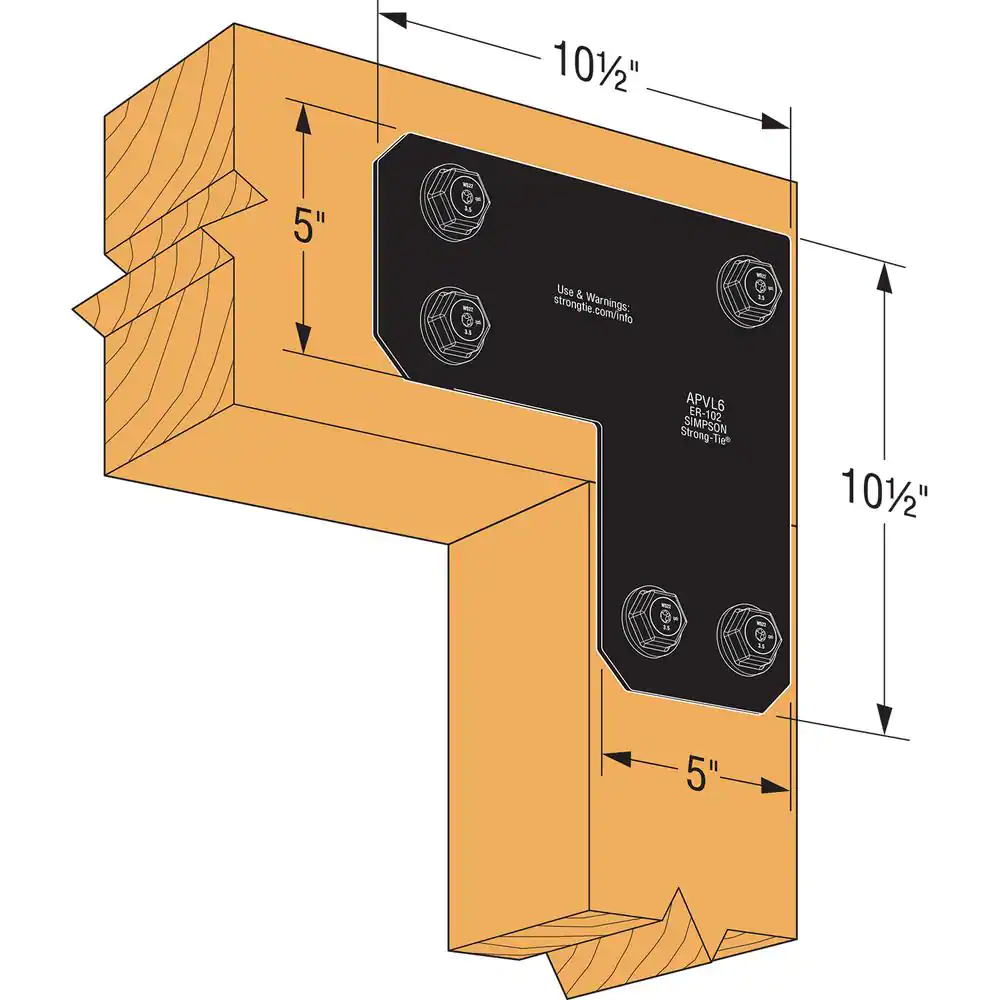 Simpson Strong-Tie Outdoor Accents Avant Collection ZMAX, Black Powder-Coated L Strap for 6x6 Lumber