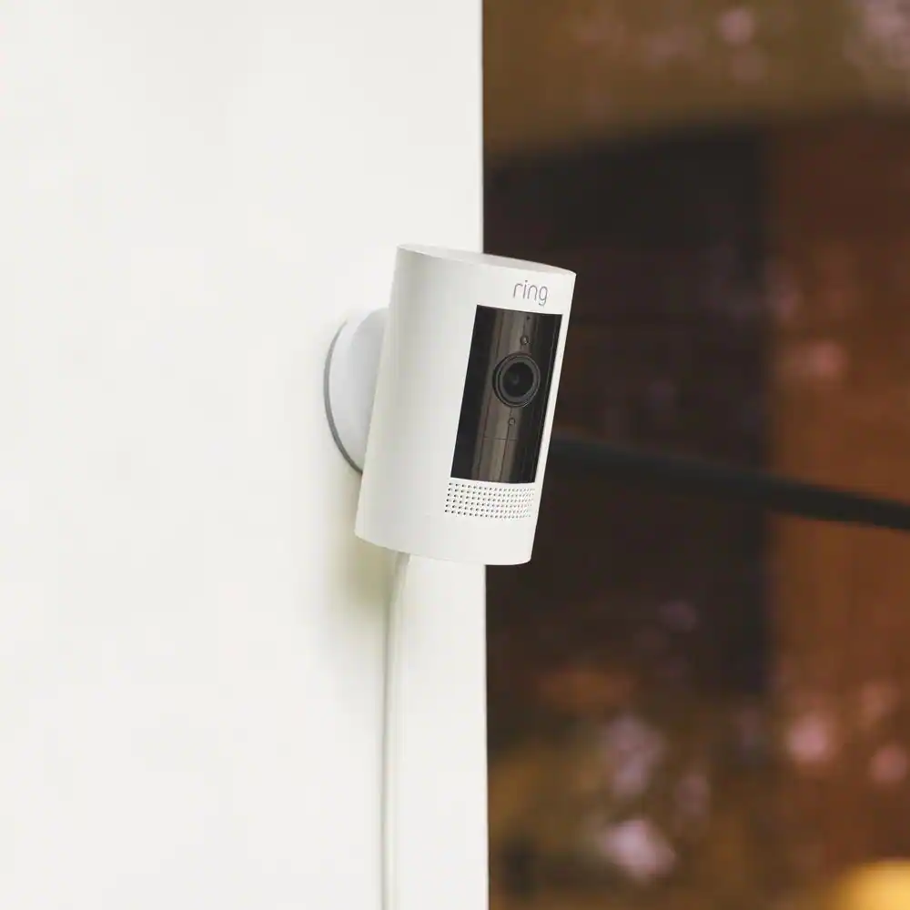 Ring Stick Up Cam Plug-In - Indoor/Outdoor Smart Security Wifi Video Camera with 2-Way Talk, Night Vision, White