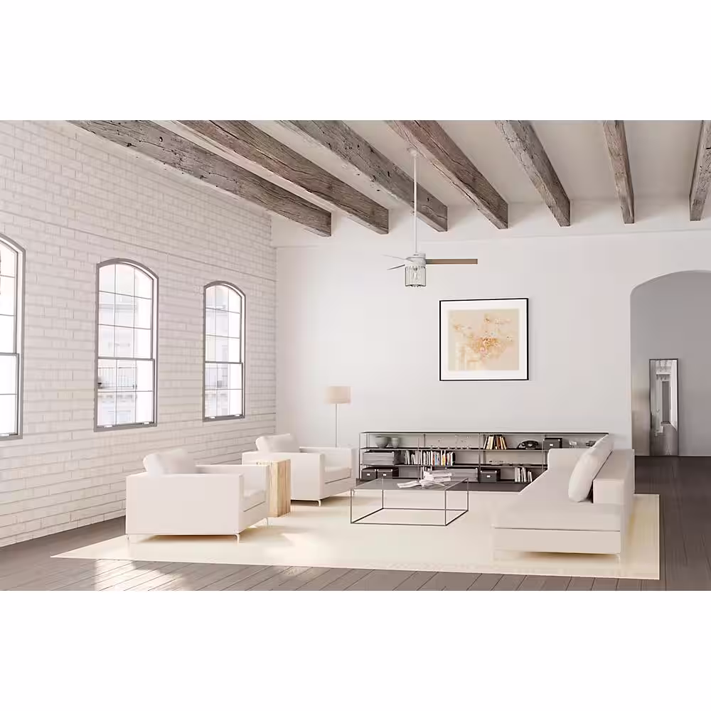 Hunter Ronan 52 in. LED Indoor Fresh White Ceiling Fan with Remote Control and Light