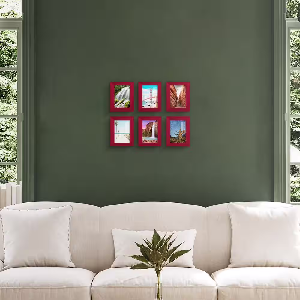 None Textured 3.5 in. x 5 in. Red Picture Frame (Set of 6)