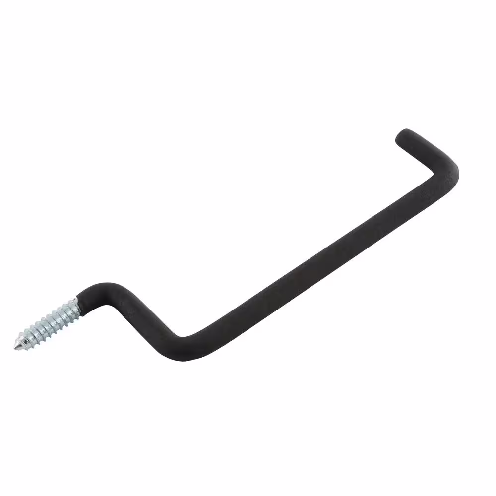 Husky 10-3/4 in. L Heavy-Duty Black Vinyl-Coated Steel Screw-In Ladder Hanger Storage Hook 50 lbs.