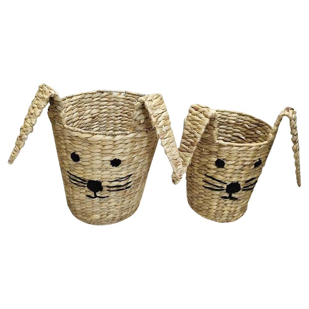 BAUM Set of 2 Brown Cube Storage Bins in Bunny Shape