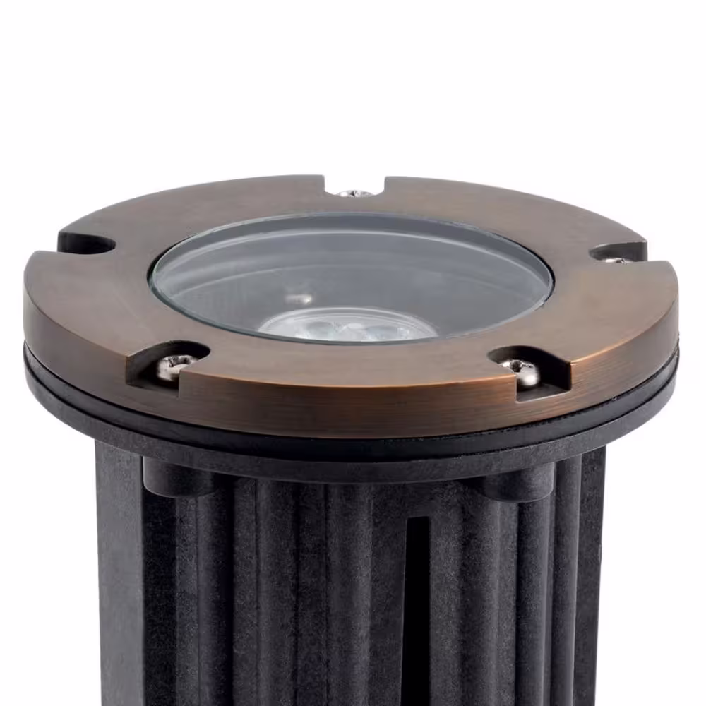 KICHLER Low Voltage Centennial Brass Hardwired Weather Resistant Well Light with No Bulbs Included
