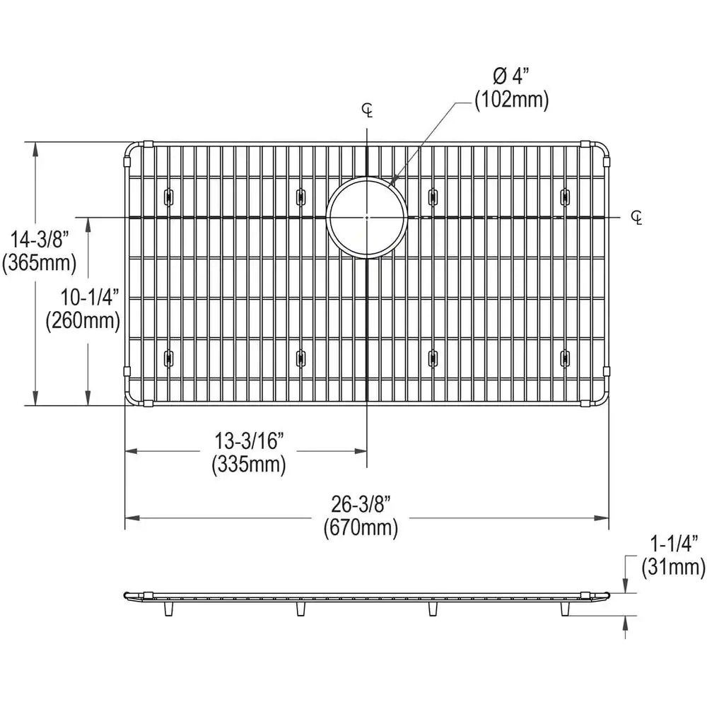 Elkay Crosstown 26.375 in. x 14.375 in. Bottom Grid for Kitchen Sink in Stainless Steel