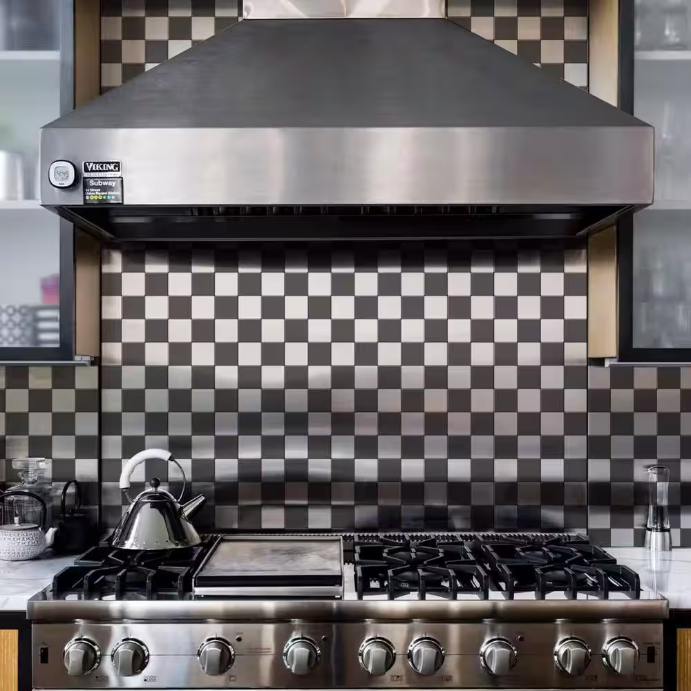 Art3d Stainless Steel Square Silver Self-Adhesive Tile 12 in. x 12 in. Metal Aluminium Peel and Stick Tile (10 sq. ft./Box)