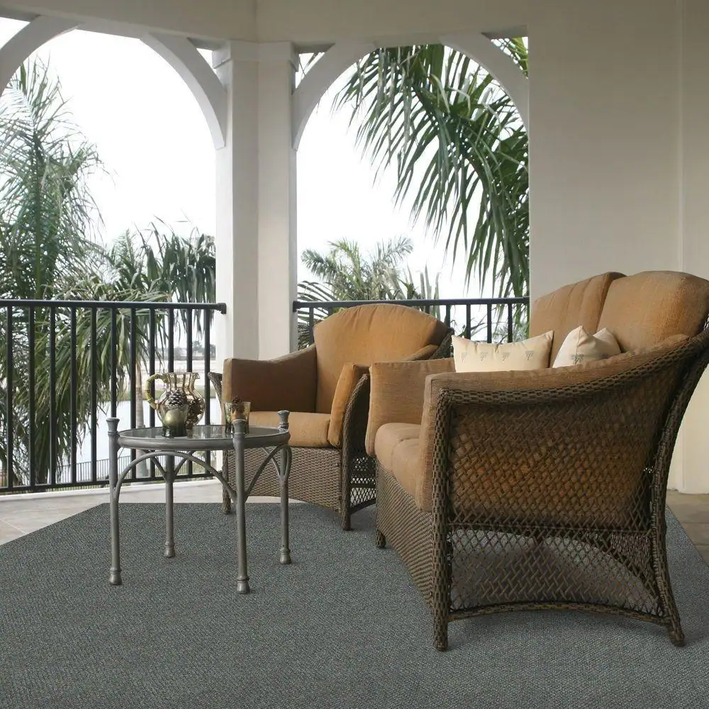 Foss Hobnail Granite 6 ft. x 8 ft. Solid Indoor/Outdoor Area Rug
