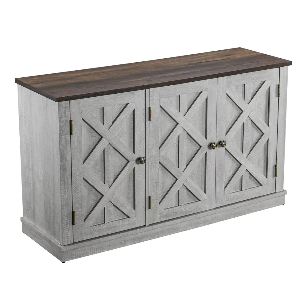 FESTIVO 48 in. Saw Cut-Off White TV Stand for TVs Upto 55 in.