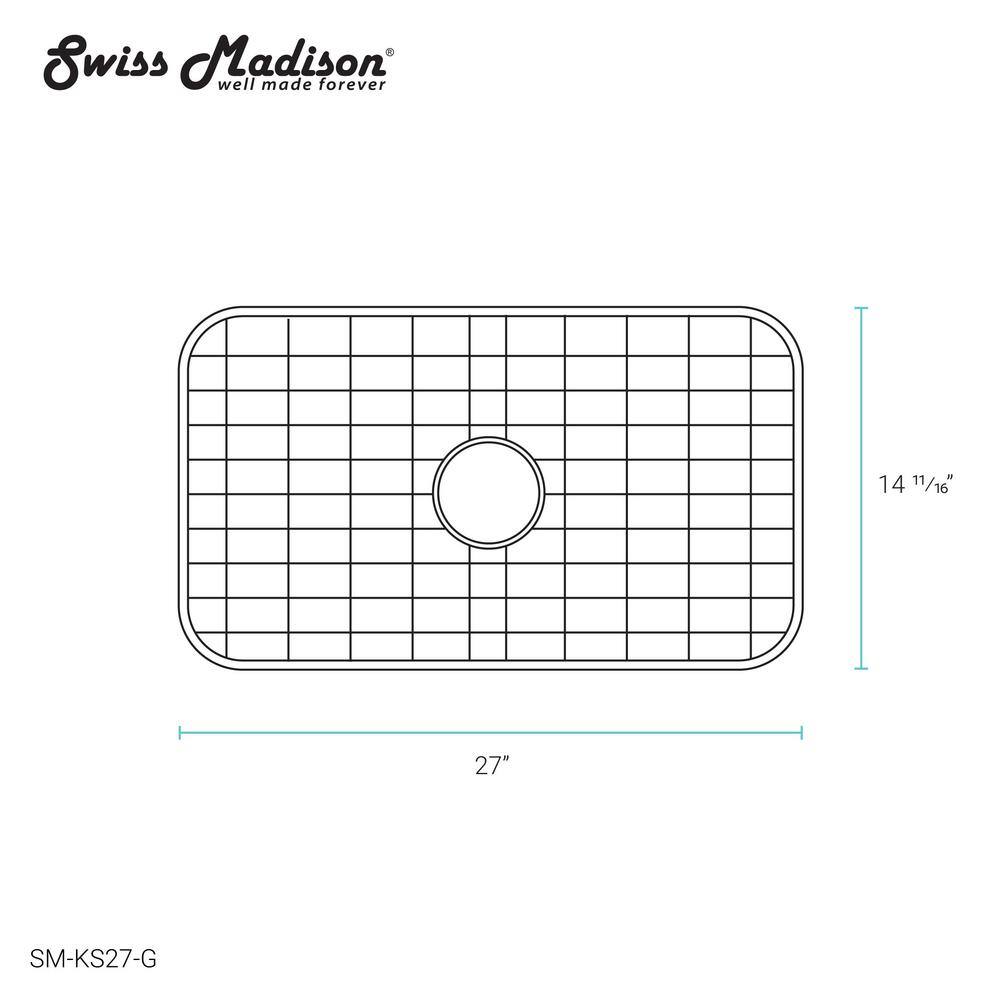 Swiss Madison 27 in. x 14 in. Stainless Steel Kitchen Sink Grid in Black