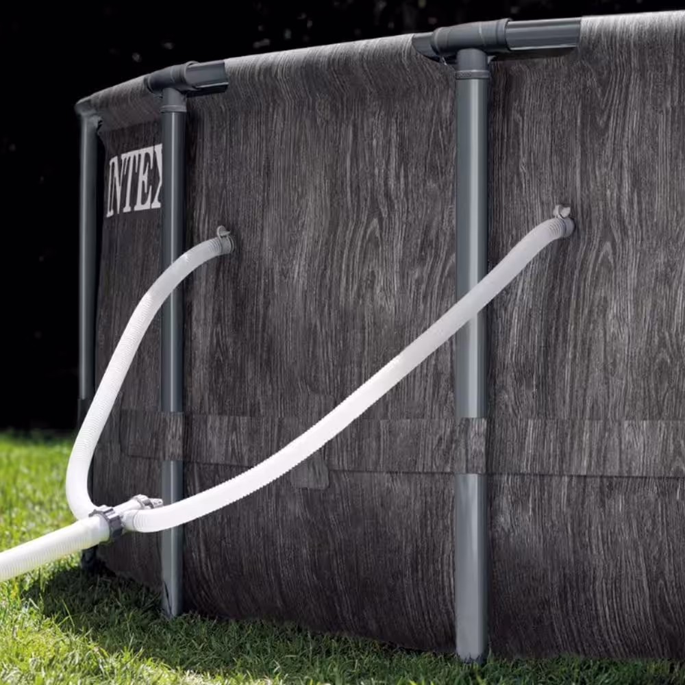 Intex 12 ft. x 30 in. Greywood Prism Steel Frame Premium Pool Set with Filter and Canopy