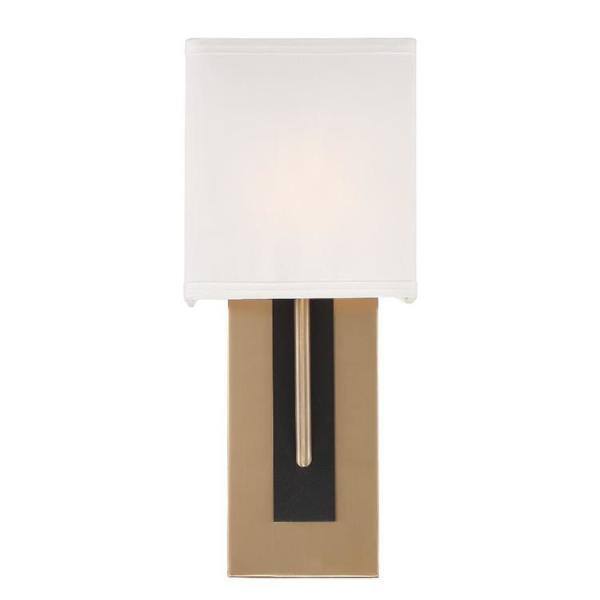 Crystorama Brent 1-Light Vibrant Gold and Black Forged Sconce