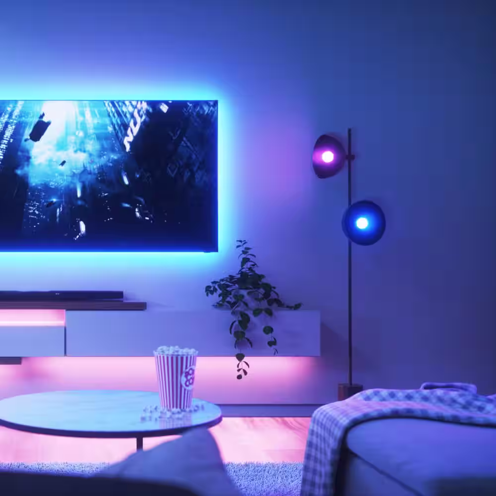 None Essentials Indoor Matter Enabled 6.56 ft. Plug-In LED Rope Light 100V, A19 LED adjustable White & Color Bulb (2-Pack)