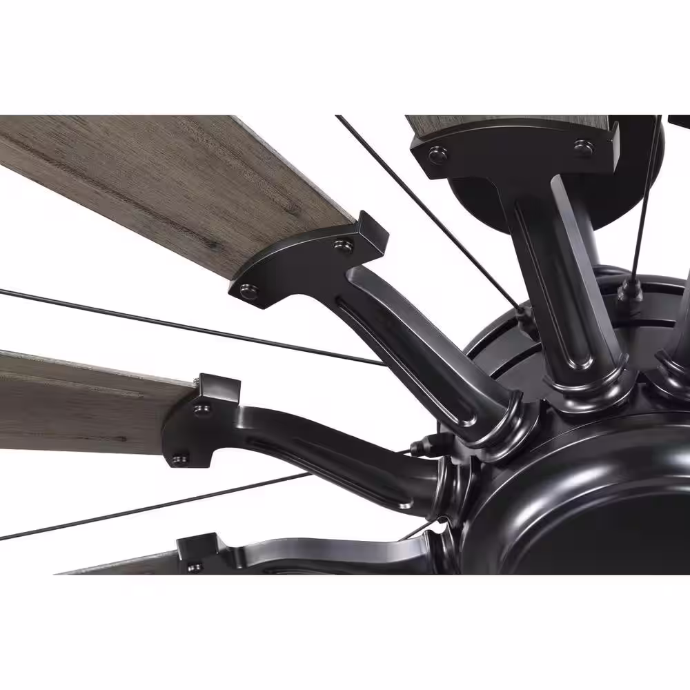 Progress Lighting Springer II Collection 60 in. 12-Blade Modern Farmhouse Windmill Ceiling Fan Matte Black