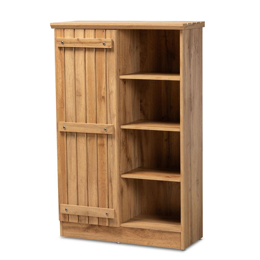 Baxton Studio 48.5 in. H x 31.5 in. W Brown MDF Shoe Storage Cabinet