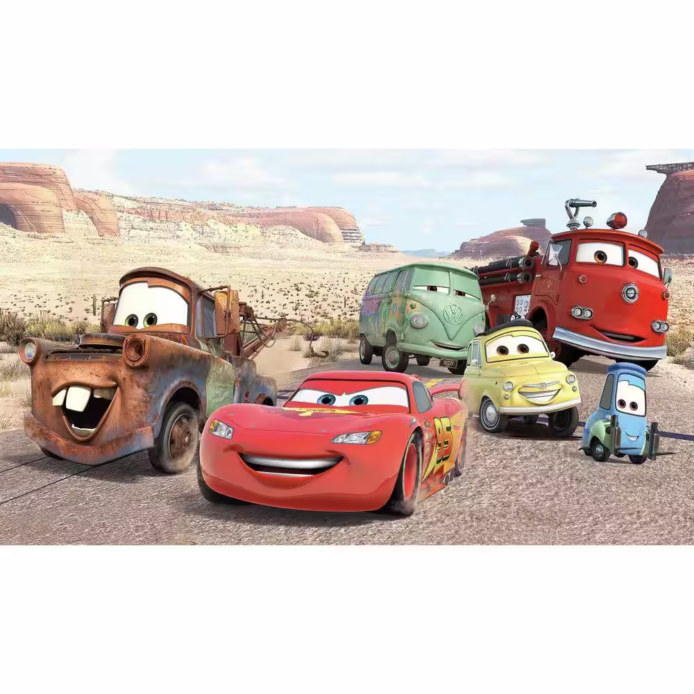 RoomMates 72 in. x 126 in. Disney Cars Desert XL Chair Rail 7-Panel Pre-Pasted Wall Mural