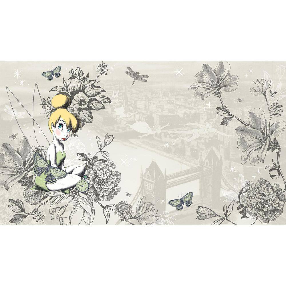 RoomMates 72 in. W x 126 in. H Vintage Tinkbell XL Chair Rail 7-Panel Prepasted Wall Mural