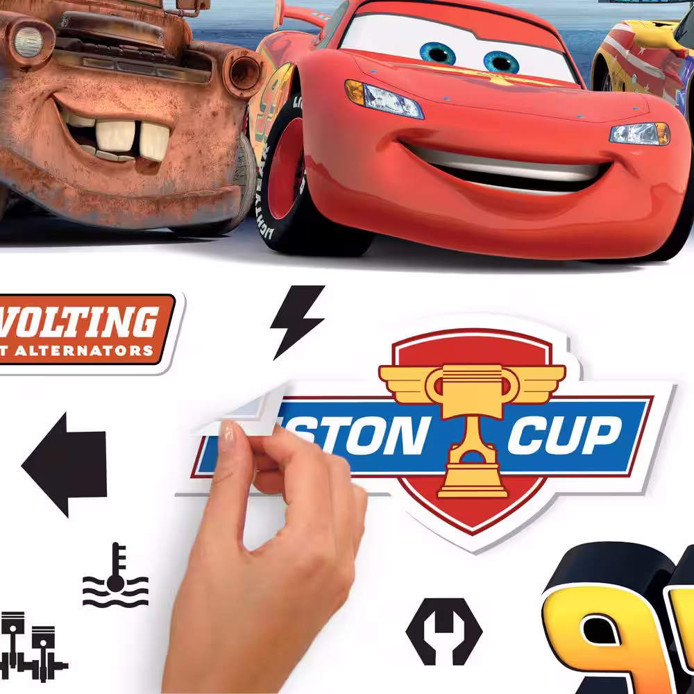 RoomMates Blue Cars Peel and Stick Giant Wall Decals with Alphabet