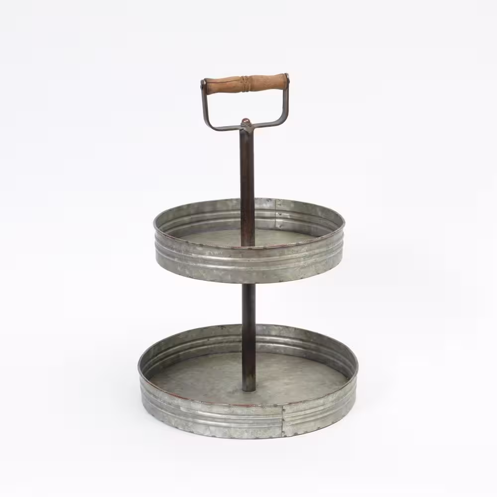 GERSON INTERNATIONAL Tiered Grey Metal Tray