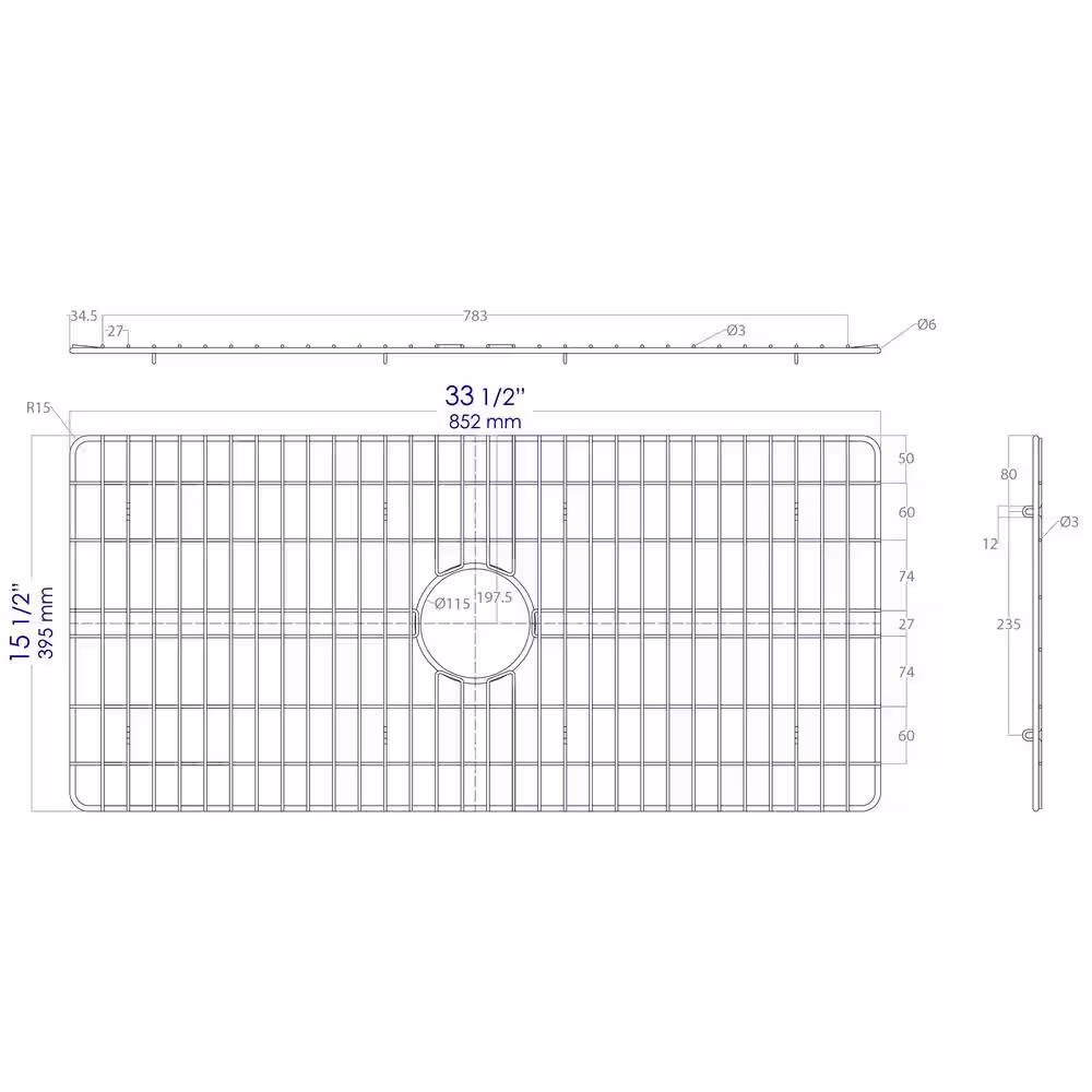 ALFI BRAND ABGR36 33.75 in. Grid Kitchen Sink ABF3618 in Brushed Stainless Steel