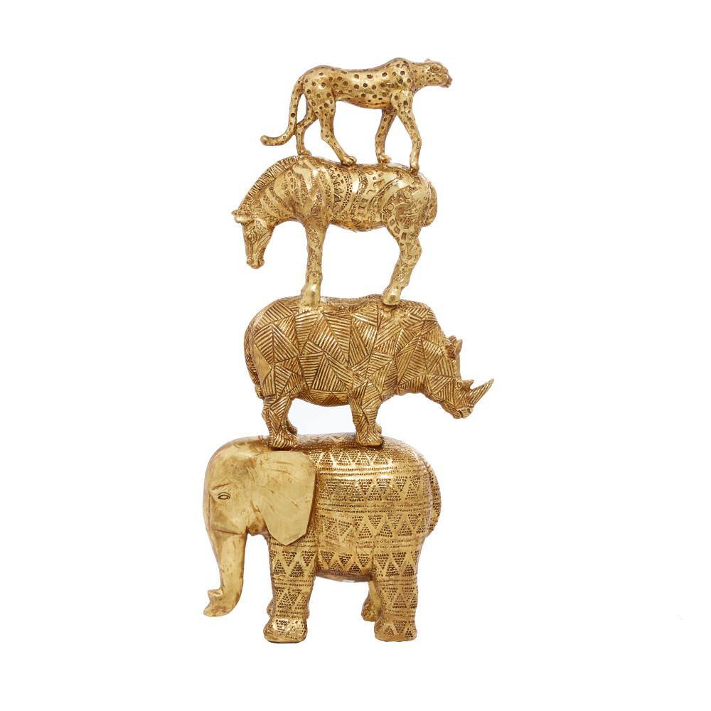 Litton Lane Gold Polystone Safari Animal Sculpture