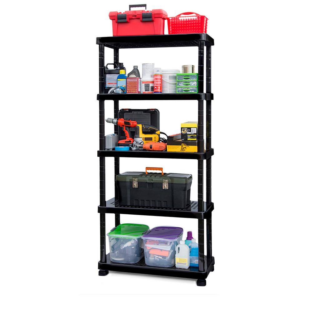 MQ ECO 126.7 in. W x 74.4 in. H x 18.1 in. D 1-Medium and 3-Large 15 Shelves Freestanding Cabinets in Black and Gray