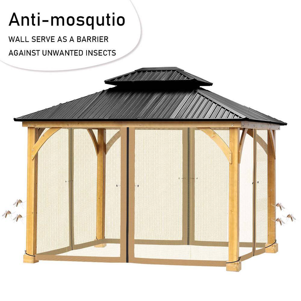 Aoodor 10 ft. x 13 ft. Gazebo Netting Screen Replacement Universal 4-Panel Sidewalls (Only Netting)