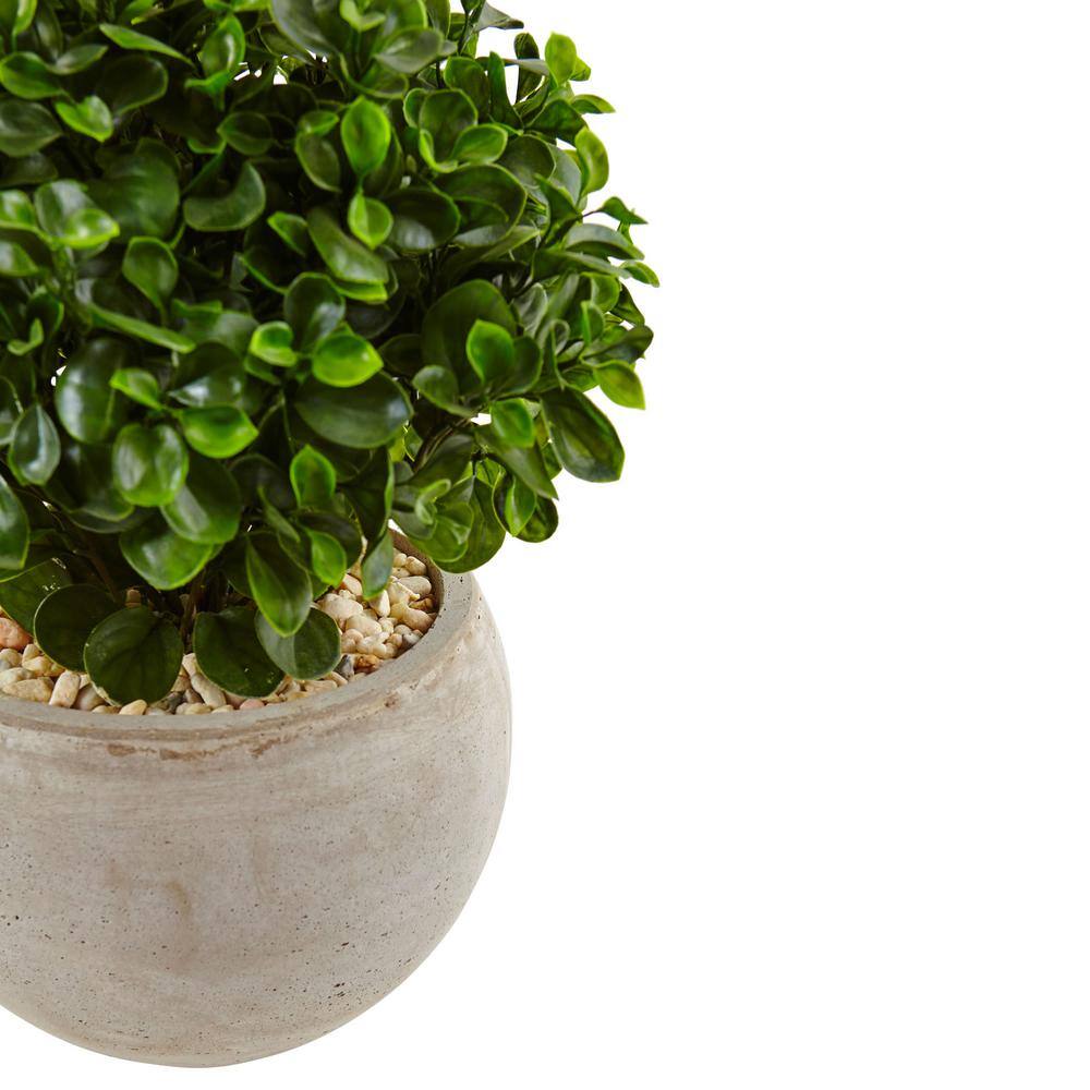 Nearly Natural Indoor/Outdoor Artificial Eucalyptus Silk Plant in Sand Colored Bowl UV Resistant