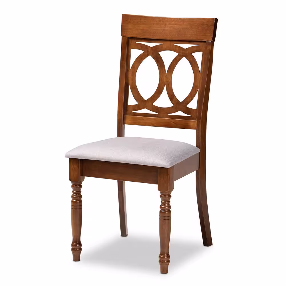 Baxton Studio Lucie Grey and Walnut Fabric Dining Chair (Set of 4)
