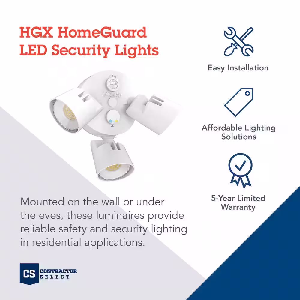 Lithonia Lighting Contractor Select HGX 3-Head Adjustable Lumen and Color Temperature White Outdoor Integrated LED Flood Light