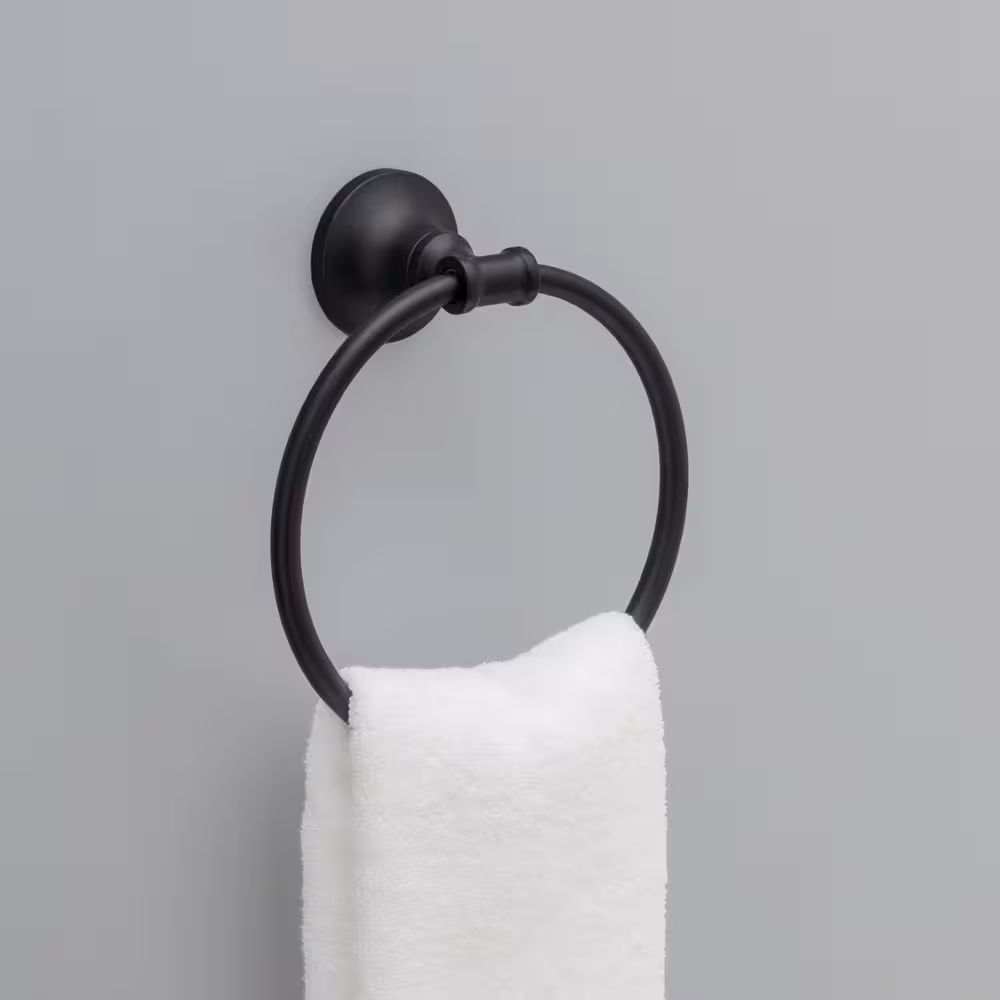 Delta Chamberlain 4-Piece Bath Hardware Set 24 in. Towel Bar, Toilet Paper Holder, Towel Ring, Towel Hook in Matte Black
