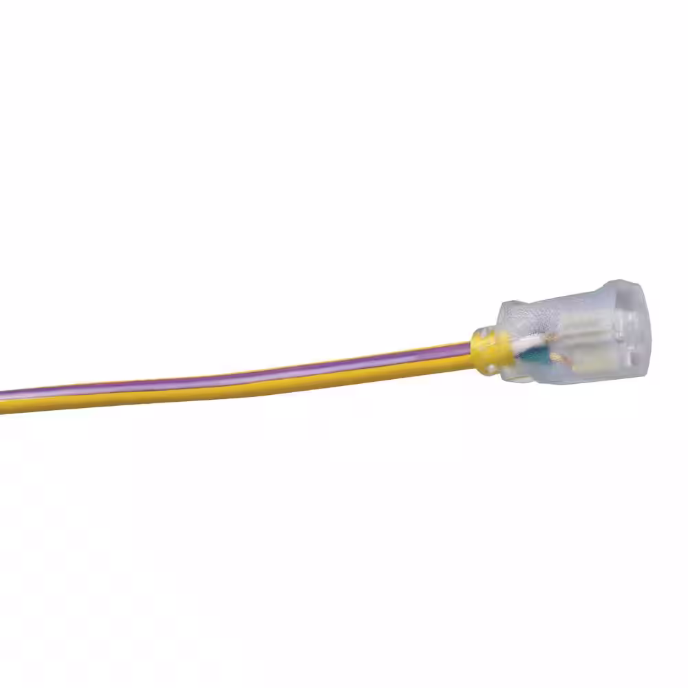 Southwire 100 ft. 12/3 SJTW Hi-Visbility Multi-Color Outdoor Heavy-Duty Extension Cord with Power Light Plug