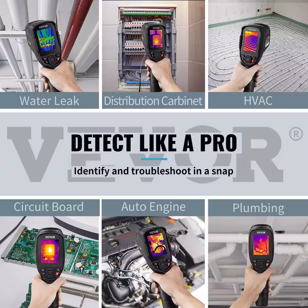 VEVOR Thermal Imaging Camera 240x180 IR Resolution 43200 Pixel Infrared Camera with 16G SD Card LED Light Minus 4Â°F to 662Â°F