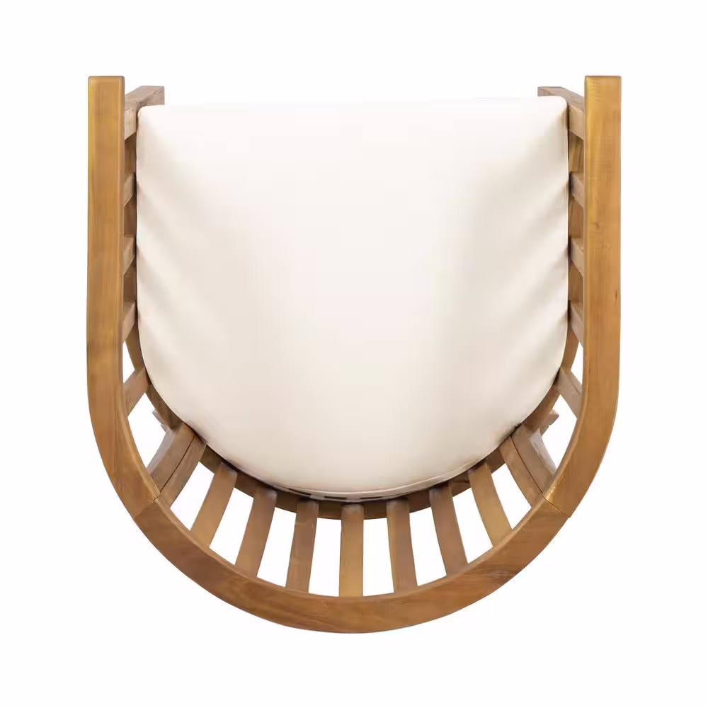 Noble House Alondra Teak Brown 5-Piece Wood Round Outdoor Dining Set with Cream Cushions