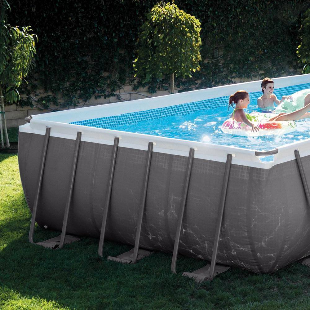 INTEX 24 ft. x 12 ft. Rectangular 52 in. Deep Metal Frame Swimming Pool Set with Floats and Cooler (2-Pack)
