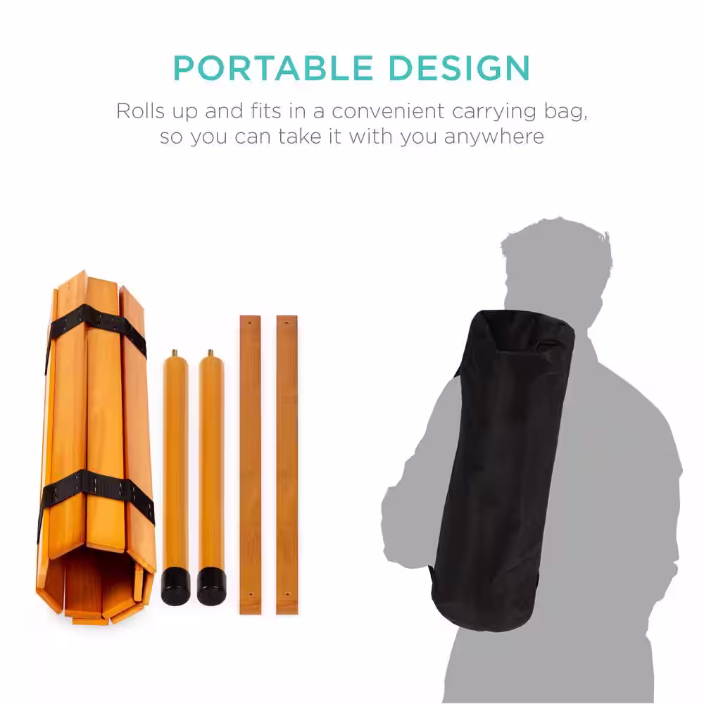 Best Choice Products 28 in. x 28 in. Foldable Wood Square Picnic Table with Carrying Case
