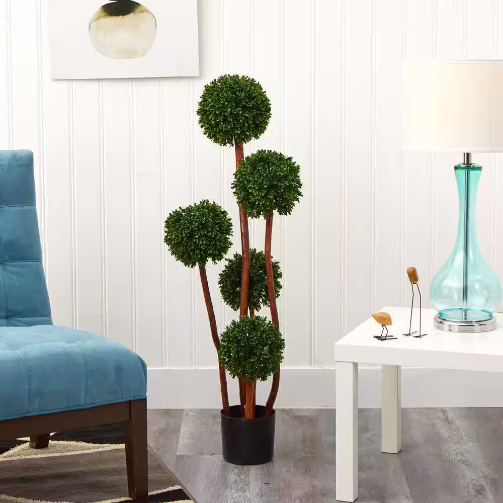 Nearly Natural 4 ft. Artificial Boxwood Topiary UV Resistant (Indoor/Outdoor)