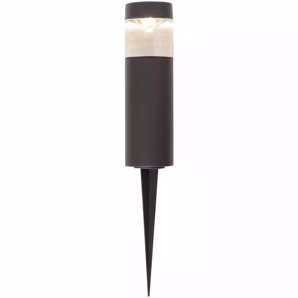 Hampton Bay 10-Watt Equivalent Low Voltage Black Integrated LED Round Outdoor Bollard Landscape Path Lights (8-pack)