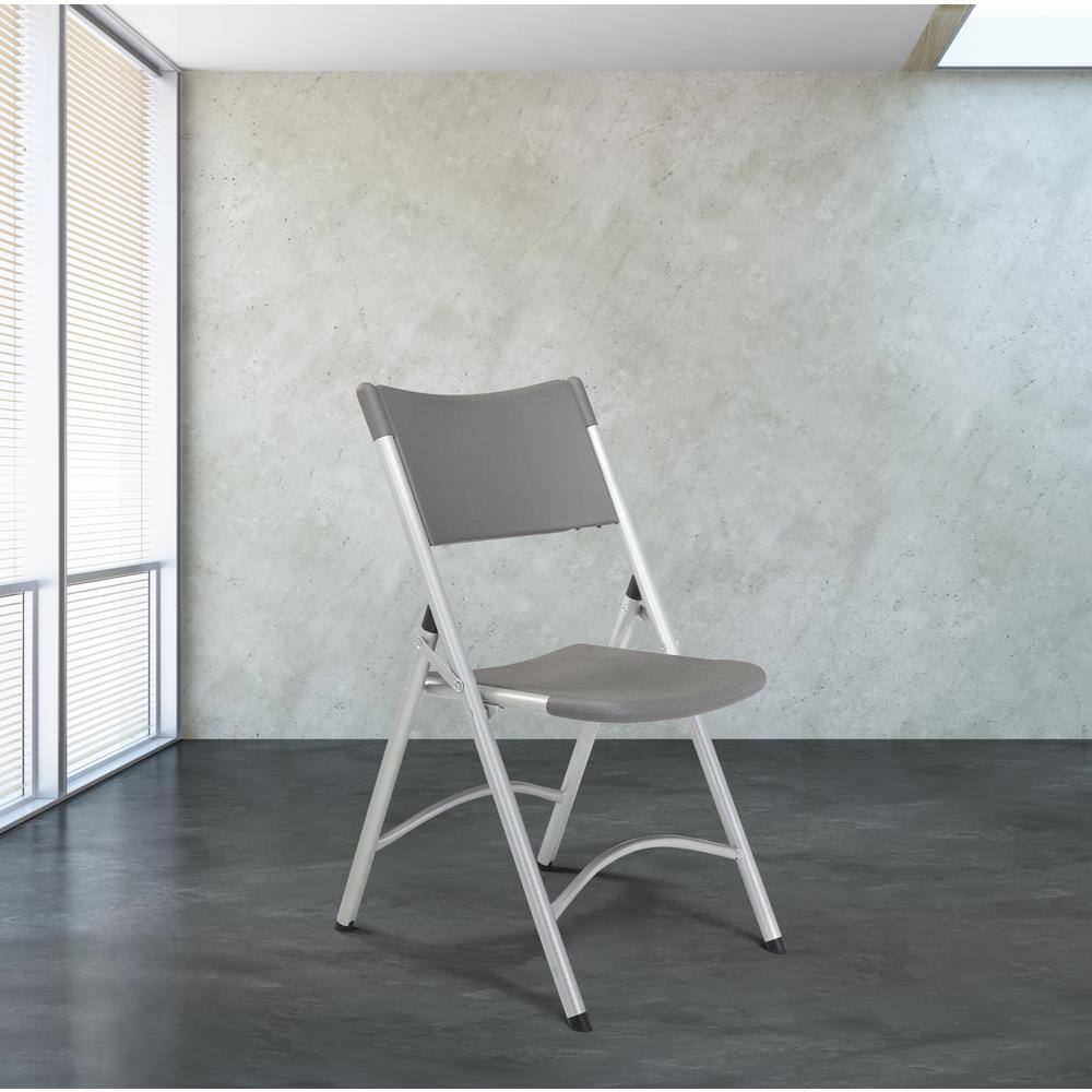 National Public Seating Charcoal Plastic Seat Outdoor Safe Folding Chair (Set of 4)