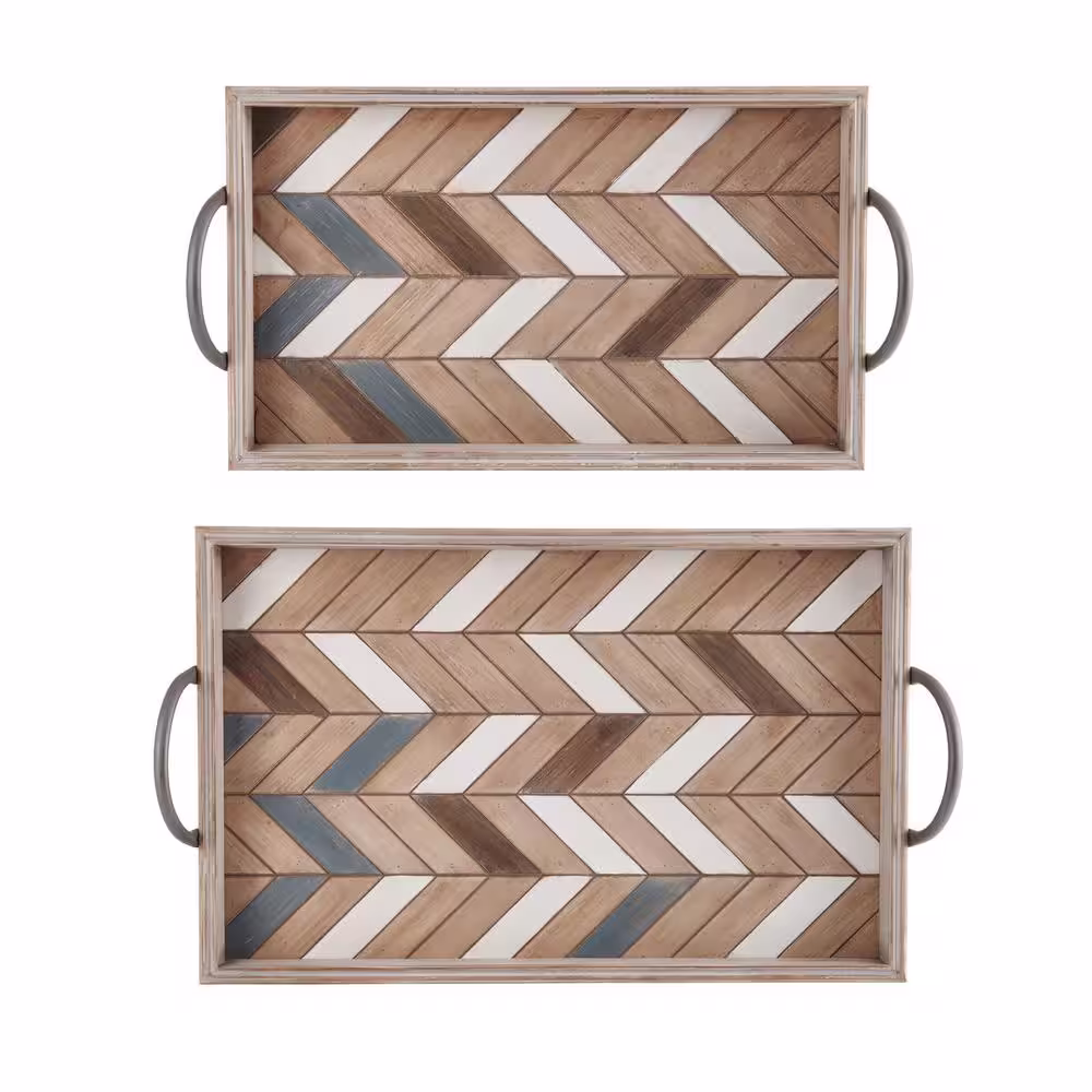 Lifetime Brands Set Of 2-MDF Multi Colored Decorative Tray
