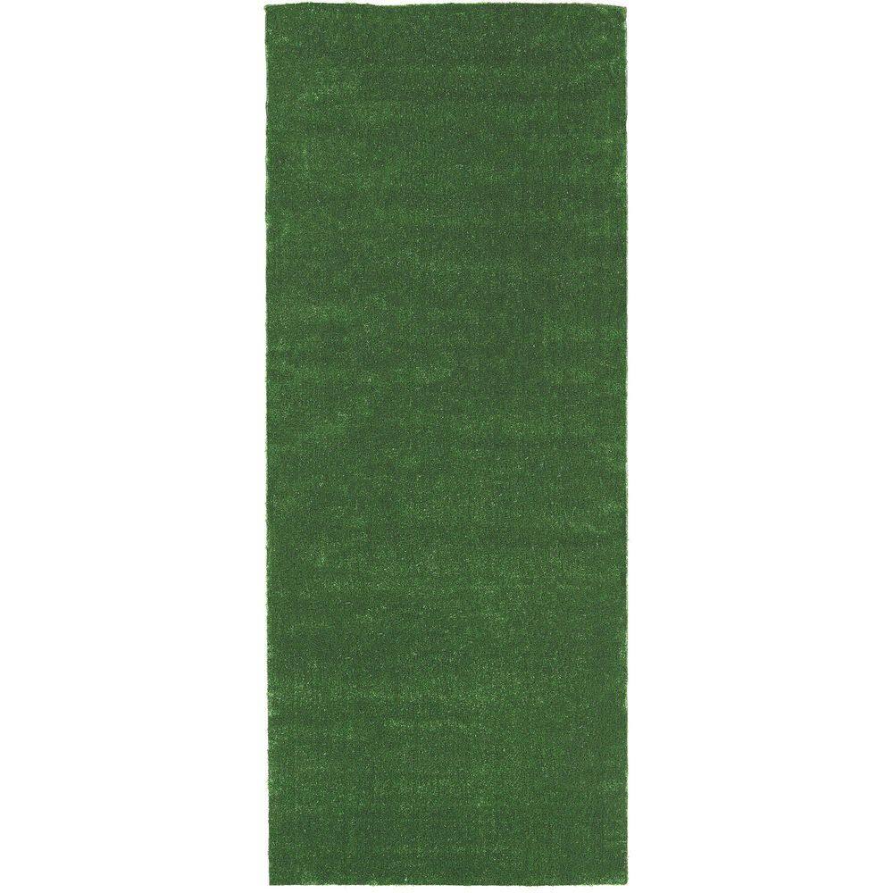 Sweet Home Stores Meadowland Collection Waterproof Solid Indoor/Outdoor 3 ft. x 20 ft. Green Artificial Grass Runner Rug