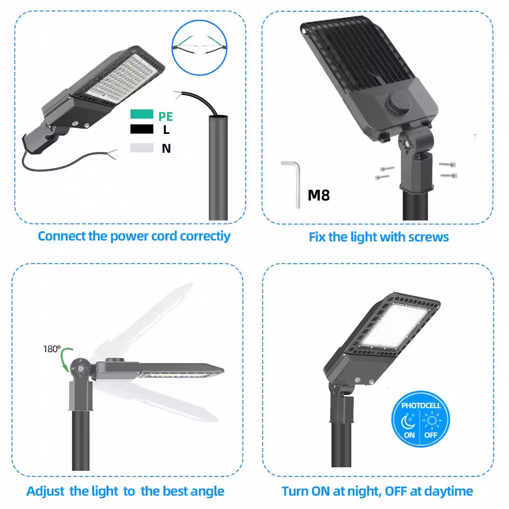 None 1500-Watt Equivalence Integrated LED Black 300W Parking Lot Wall Pack Light, Slip Fitter, 5000K, 39000 Lumens, Photocell