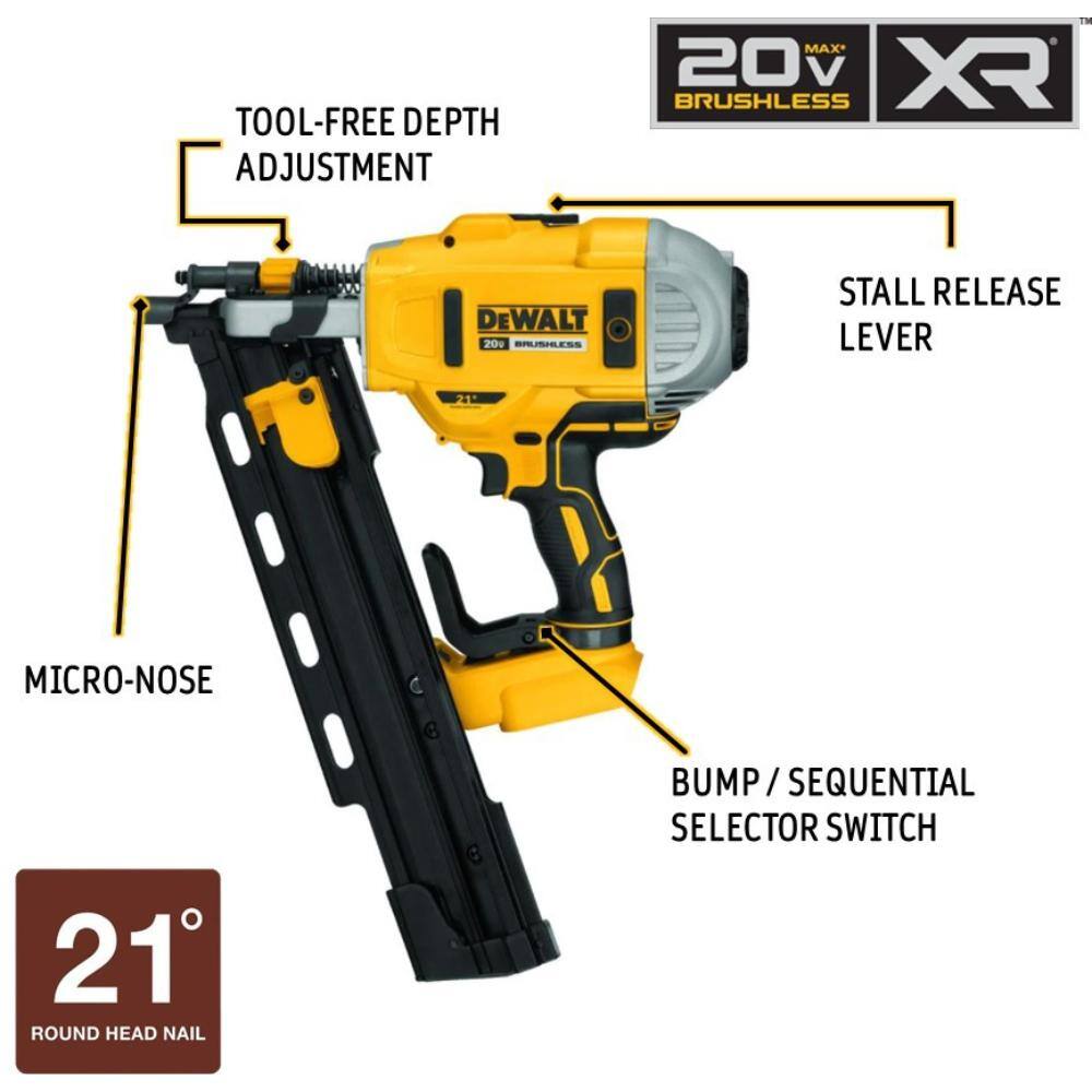 DEWALT 20V MAX XR Cordless Brushless 2-Speed 21Â° Plastic Collated Framing Nailer and 18-Gauge Swivel Head Shears (Tools Only)