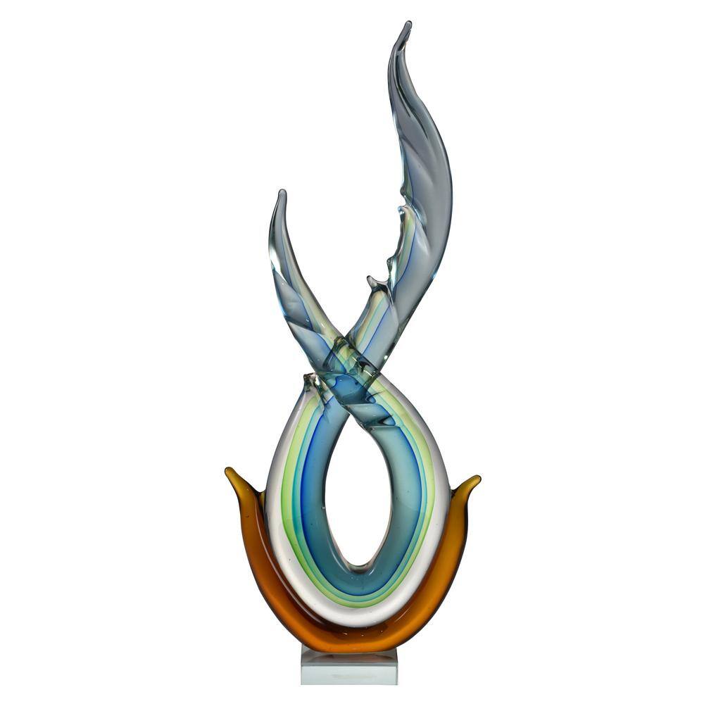 Dale Tiffany 22 in. Aqua Handcrafted Irregular Art Glass Sculpture