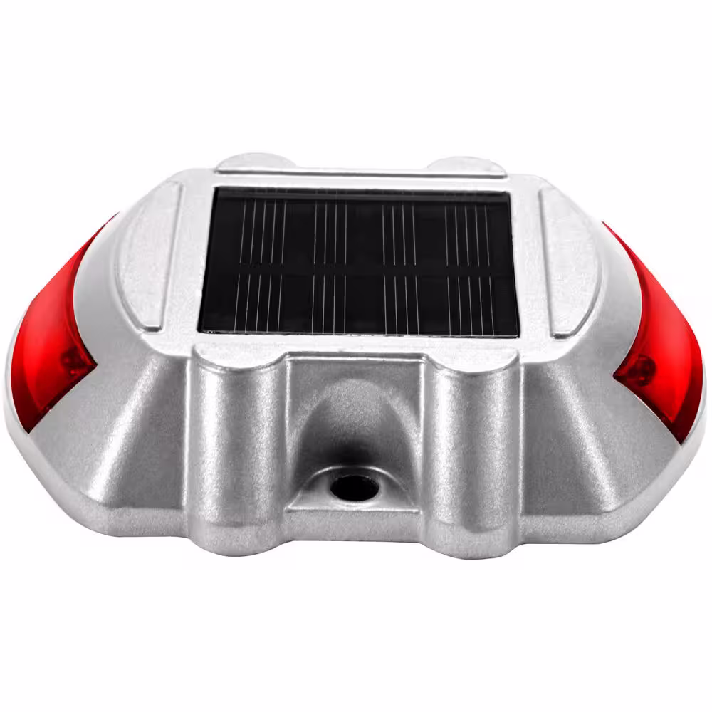 VEVOR Driveway Lights 4-Pack Outdoor Waterproof Wireless 6 LEDs Solar Dock Lights Marine for Path Walkway Sidewalk Steps, Red