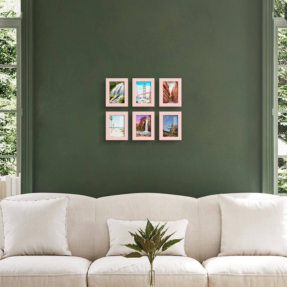 None Modern 3.5 in. x 5 in. Pink Picture Frame (Set of 6)