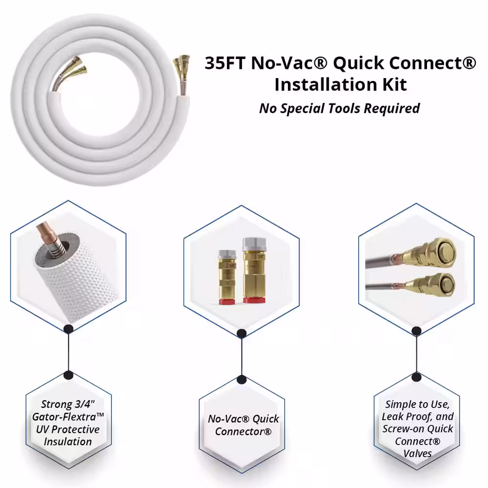 MRCOOL DIY Universal 2 Ton 24000 BTU 20 SEER Split System Heat Pump with 50 ft. NoVac Install Kit and 5kW HeatKit 208/230V