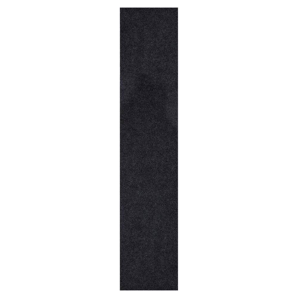 Sweet Home Stores Ribbed Waterproof Non-Slip Rubberback Runner Rug 2 ft. 7 in. W x 26 ft. L Black Polyester Garage Flooring